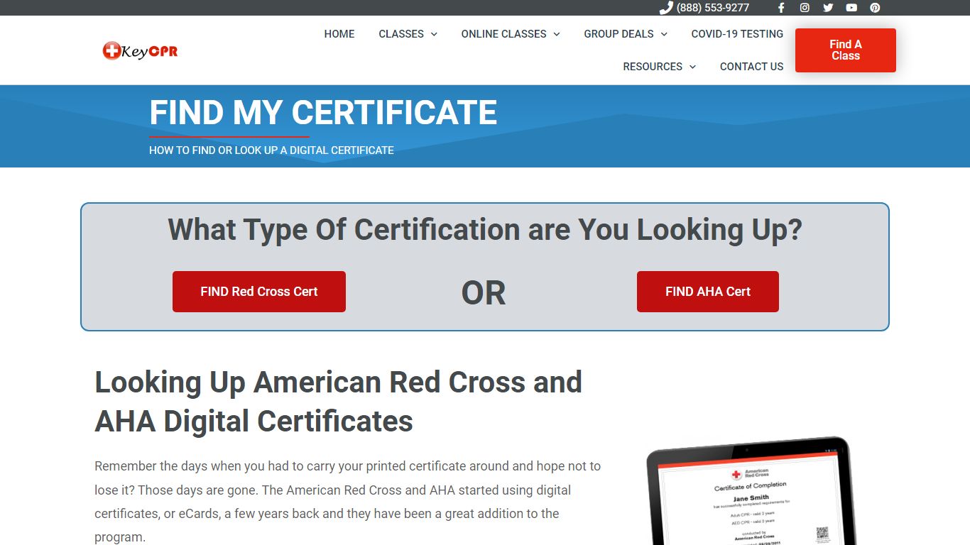 American Red Cross Find My Certificate | Key CPR
