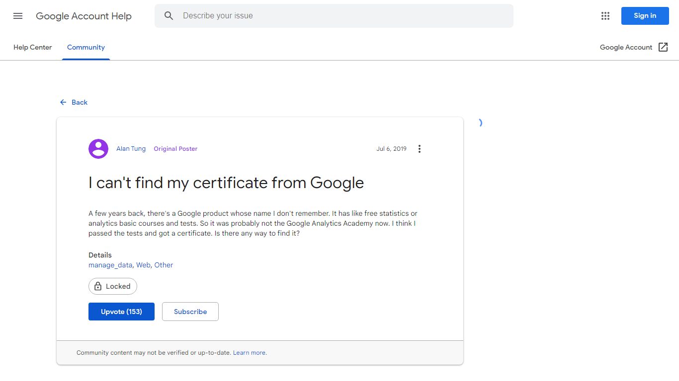 I can't find my certificate from Google - Google Account Community