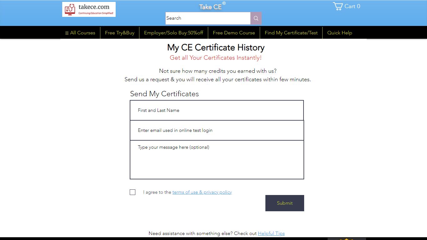My Certificates & My History - Takece.com